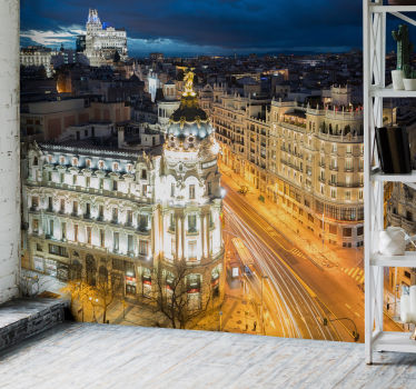 Tapisserie madrid vue nocturne de madrid - TenStickers