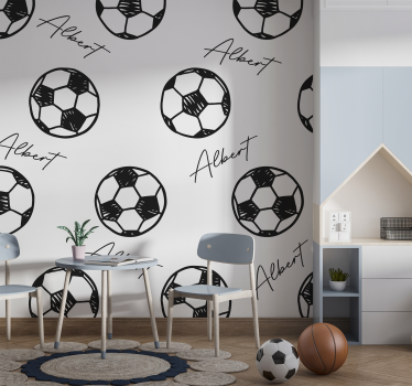 Tapisserie murale enfant football avec nom - TenStickers