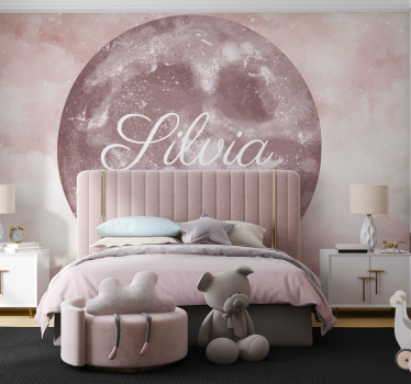 Tapisserie murale enfant lune avec nom - TenStickers