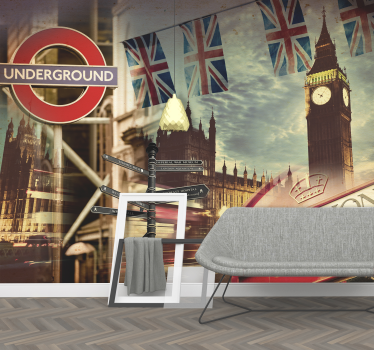 Tapisserie murale Londres collage - TenStickers