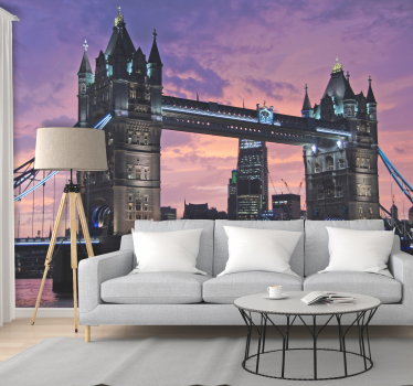 Tapisserie murale Londres pont au crépuscule - TenStickers
