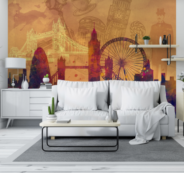 Tapisserie murale Londres silhouette historique - TenStickers