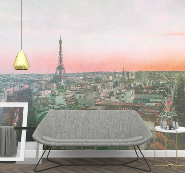 Tapisserie paris coucher de soleil sur la tour eiffel - TenStickers
