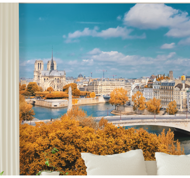 Tapisserie paris vue d'automne sur notre-dame - TenStickers