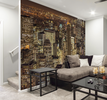 Tapisserie villes et pays vue nocturne urbaine - TenStickers