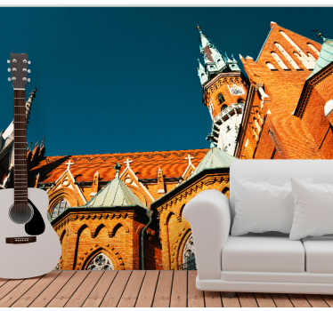 Tapisserie villes et pays architecture en briques rouges - TenStickers