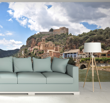 Tapisserie villes et pays bord de mer et colline - TenStickers