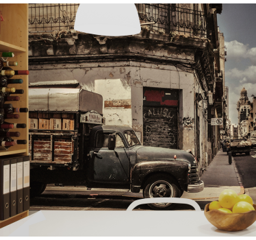 Tapisserie villes et pays camion vintage rue - TenStickers