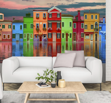 Tapisserie villes et pays canal burano coloré - TenStickers