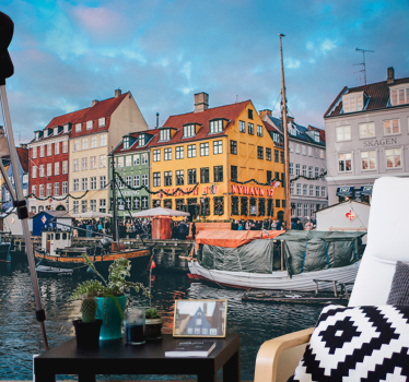 Tapisserie villes et pays cottages au bord du lac - TenStickers