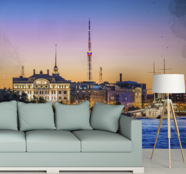 Tapisserie villes et pays coucher de soleil skyline - TenStickers