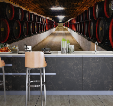 Tapisserie villes et pays couloir de fût de vin - TenStickers