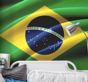 Tapisserie villes et pays design drapeau brésilien - TenStickers