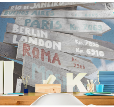 Tapisserie villes et pays directions de la ville mondiale - TenStickers