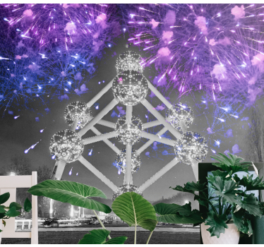 Tapisserie villes et pays feu d'artifice de l'atomium - TenStickers
