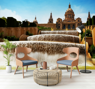 Tapisserie villes et pays fontaine à barcelone - TenStickers