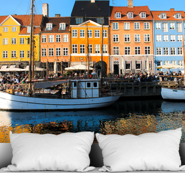 Tapisserie villes et pays habitations au bord de l'eau - TenStickers
