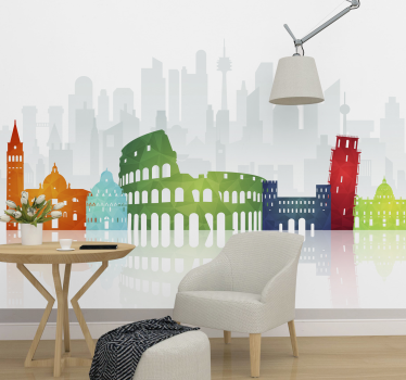 Tapisserie villes et pays horizons urbains colorés - TenStickers