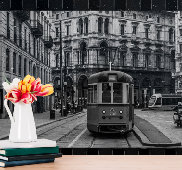 Tapisserie villes et pays intersection de tram historique - TenStickers