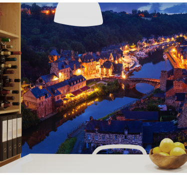 Tapisserie villes et pays lumières du village médiéval - TenStickers