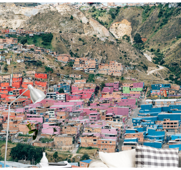Tapisserie villes et pays maisons colorées en pente - TenStickers