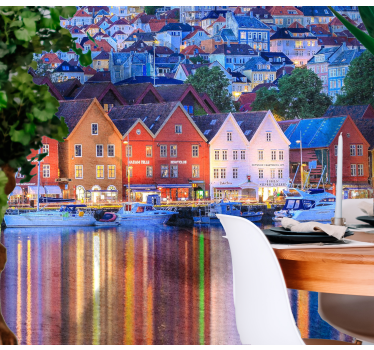 Tapisserie villes et pays maisons côtières colorées - TenStickers
