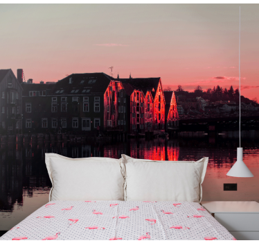 Tapisserie villes et pays maisons de canal réfléchissantes - TenStickers