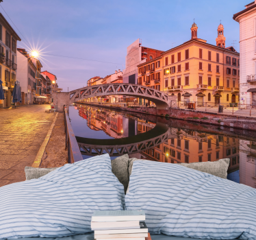 Tapisserie villes et pays milan reflet du canal - TenStickers