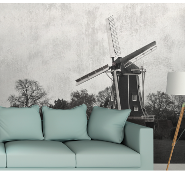 Tapisserie villes et pays paysage de moulins historiques - TenStickers