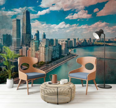 Tapisserie villes et pays perspective de chicago - TenStickers