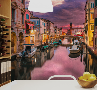 Tapisserie villes et pays perspective de voie navigable - TenStickers