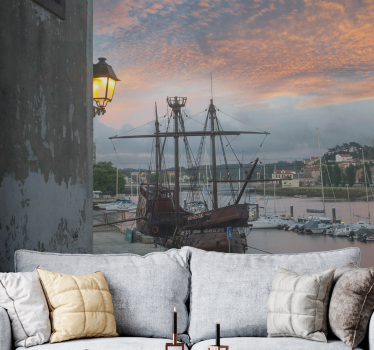 Tapisserie villes et pays port de plaisance historique - TenStickers