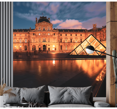 Tapisserie villes et pays pyramide du louvre nuit - TenStickers