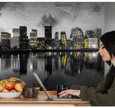 Tapisserie villes et pays reflet de l'horizon moderne - TenStickers