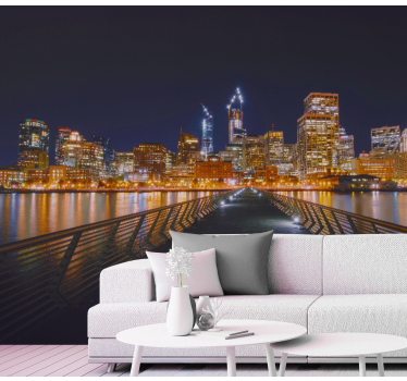 Tapisserie villes et pays reflet de skyline urbaine - TenStickers