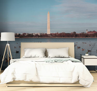 Tapisserie villes et pays reflet du monument de washington - TenStickers