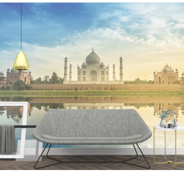 Tapisserie villes et pays reflet du taj mahal - TenStickers