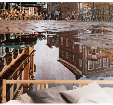 Tapisserie villes et pays reflets en ville - TenStickers