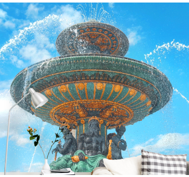 Tapisserie villes et pays sculpture de fontaine majestueuse - TenStickers