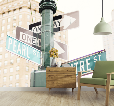 Tapisserie villes et pays signalisation de rue - TenStickers