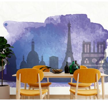 Tapisserie villes et pays silhouette de l'horizon de paris - TenStickers