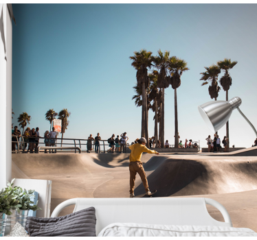 Tapisserie villes et pays skateboard au bord de l'océan - TenStickers