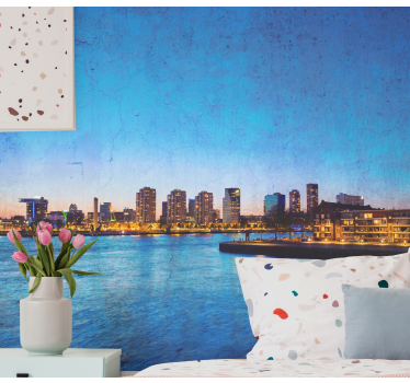 Tapisserie villes et pays skyline au crépuscule - TenStickers