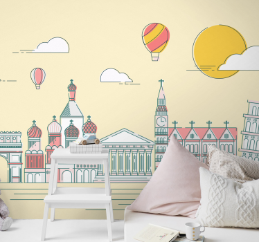 Tapisserie villes et pays skyline des monuments célèbres - TenStickers