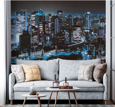Tapisserie villes et pays skyline urbaine nocturne - TenStickers