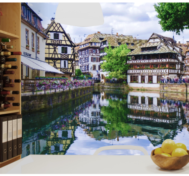 Tapisserie villes et pays village charmant au bord de l'eau - TenStickers