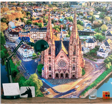 Tapisserie villes et pays vue aérienne de la cathédrale - TenStickers