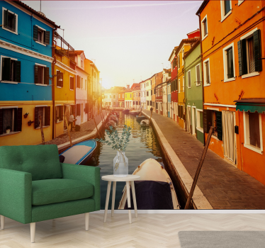 Tapisserie villes et pays vue colorée sur le canal - TenStickers