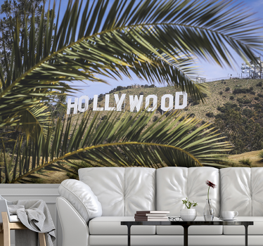 Tapisserie villes et pays vue sur le panneau hollywood - TenStickers