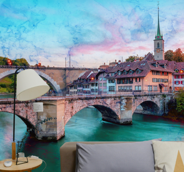 Tapisserie villes et pays vue sur le pont de berne - TenStickers